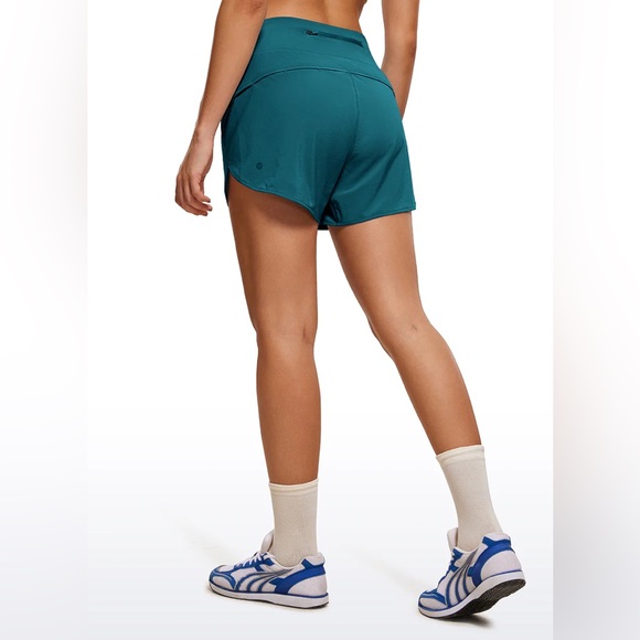 Feathery-Fit Soft High Rise Lined Shorts with Back Pocket 4'' - Picture 2 of 5